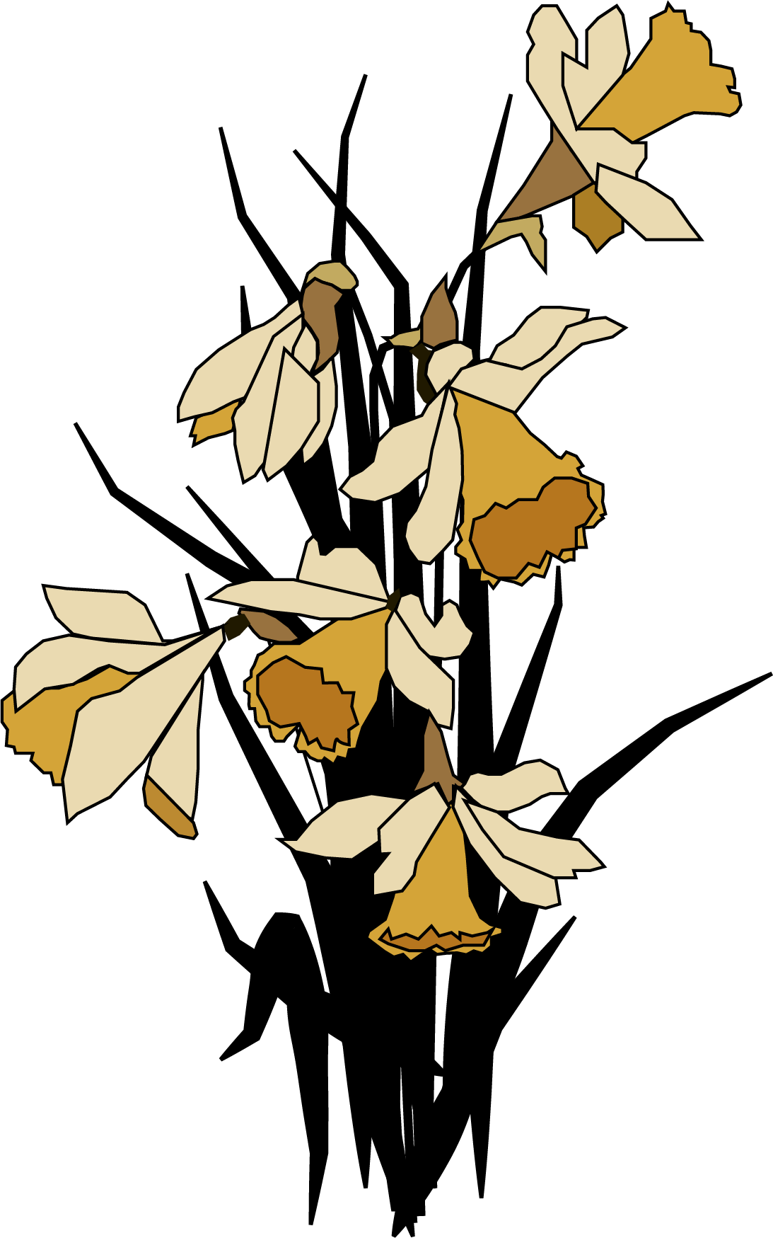 Pen Tool Illustration of Daffodils